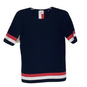 CAbi 5134 Blue Red White Hanpton Shell Knit Top, S